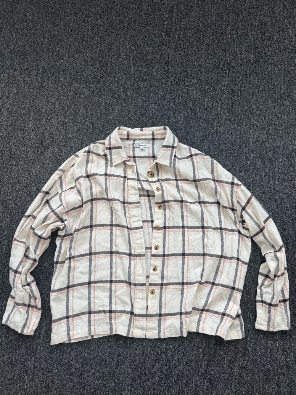 Madewell Cream Flannel with Pink & Brown Pattern